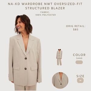 NA-KD Wardrobe Oversized-Fit Structured Blazer Sand Size 36- Corpcore trend